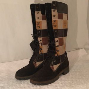 Timberland Boots, Women LaceUp, Leather, Patchwork